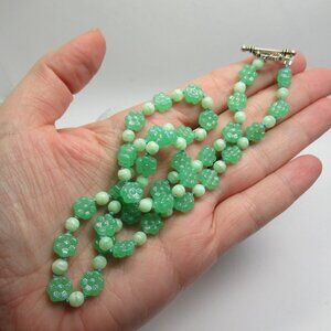 Uranium Glass Flower Bead necklace